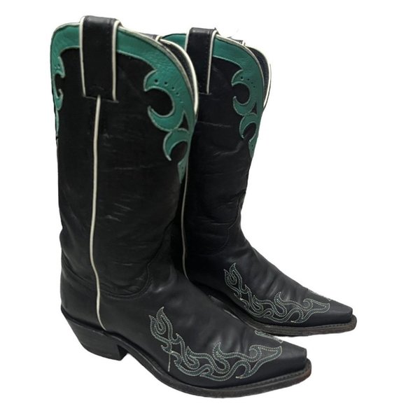 FLAMING Vintage Genuine JUSTIN Western Cowboy Boots - 5.5 US - Picture 4 of 6